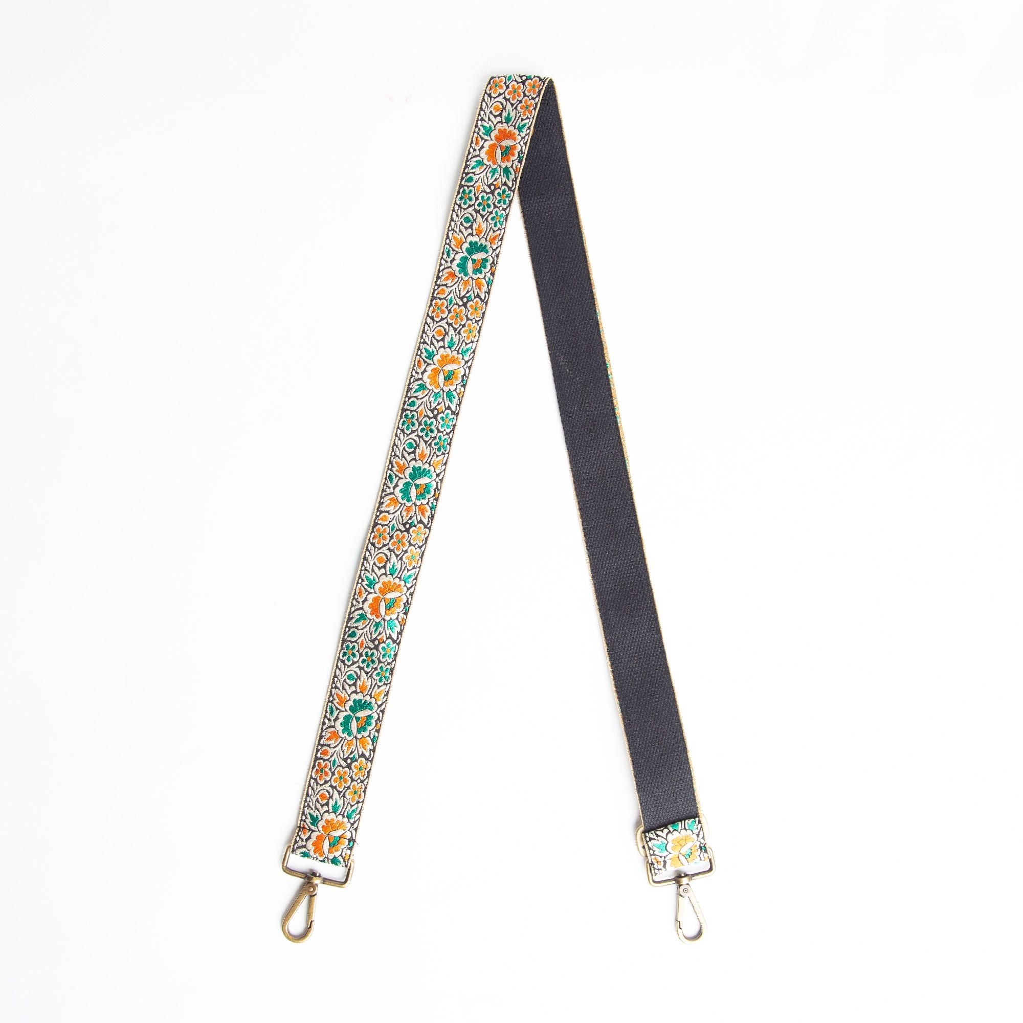 Orange and Green Floral Purse Strap