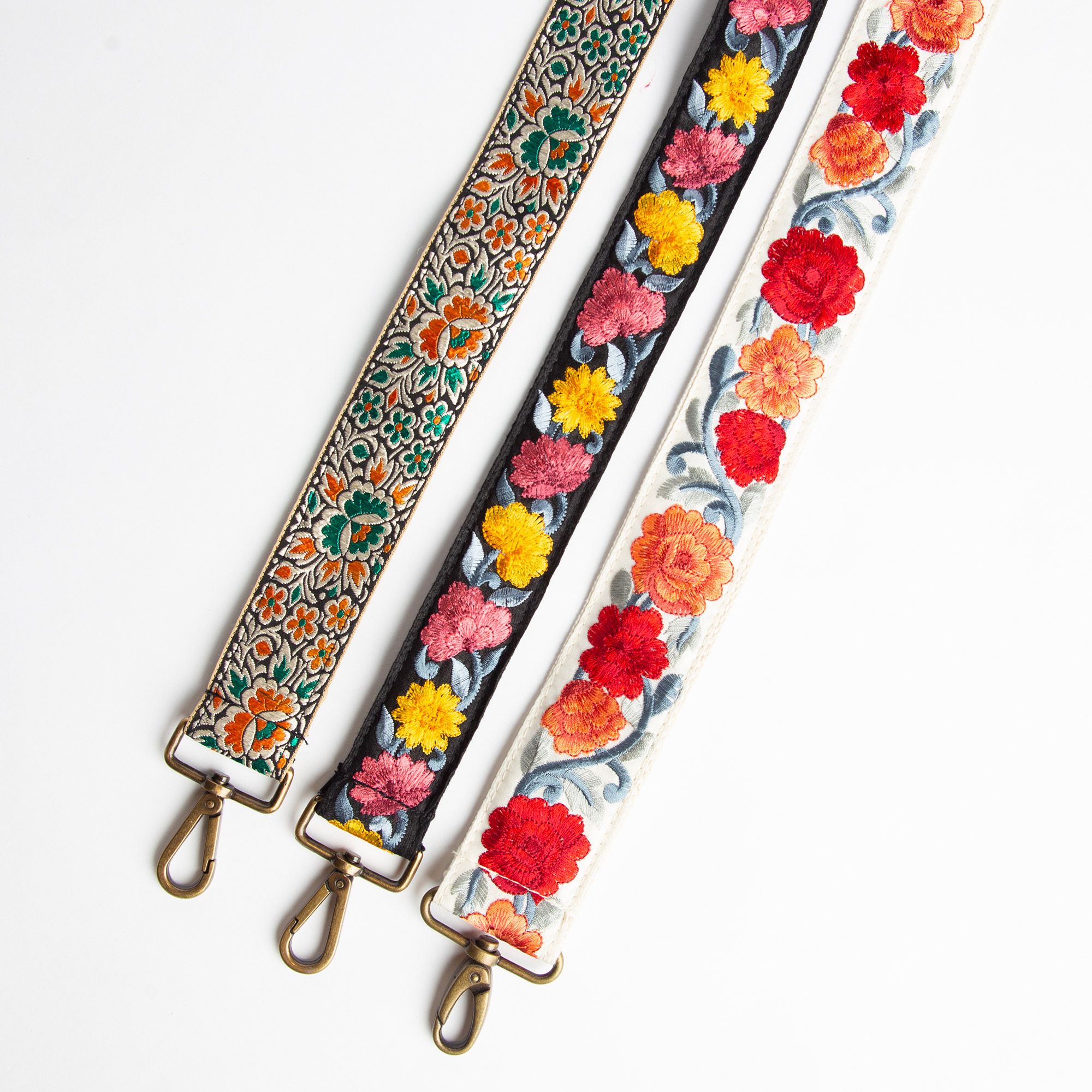 Orange and Green Floral Purse Strap