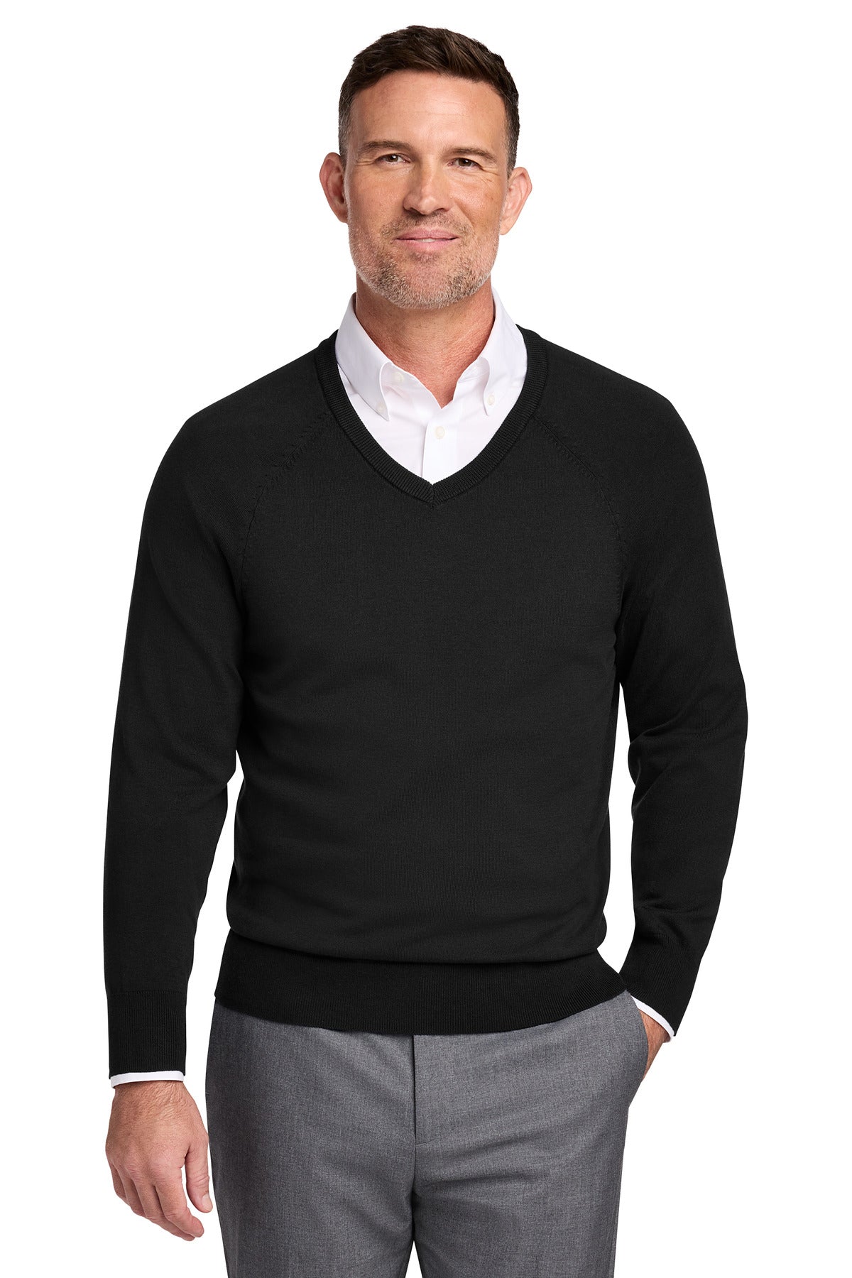 Brooks Brothers ®  Cotton Stretch V-Neck Sweater BB18400