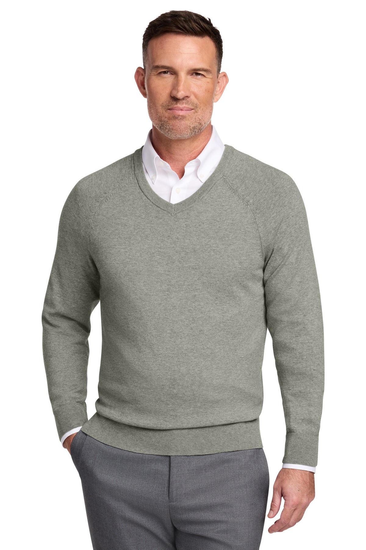 Brooks Brothers ®  Cotton Stretch V-Neck Sweater BB18400