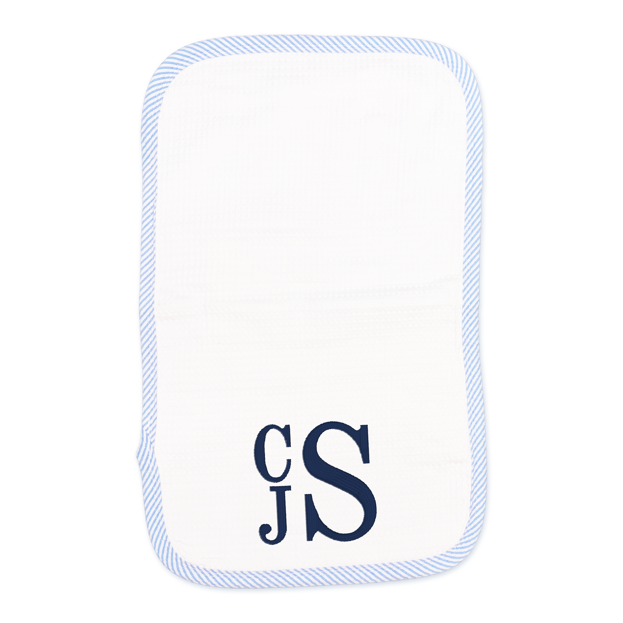 Blue Seersucker Bib and Burp Cloth Set