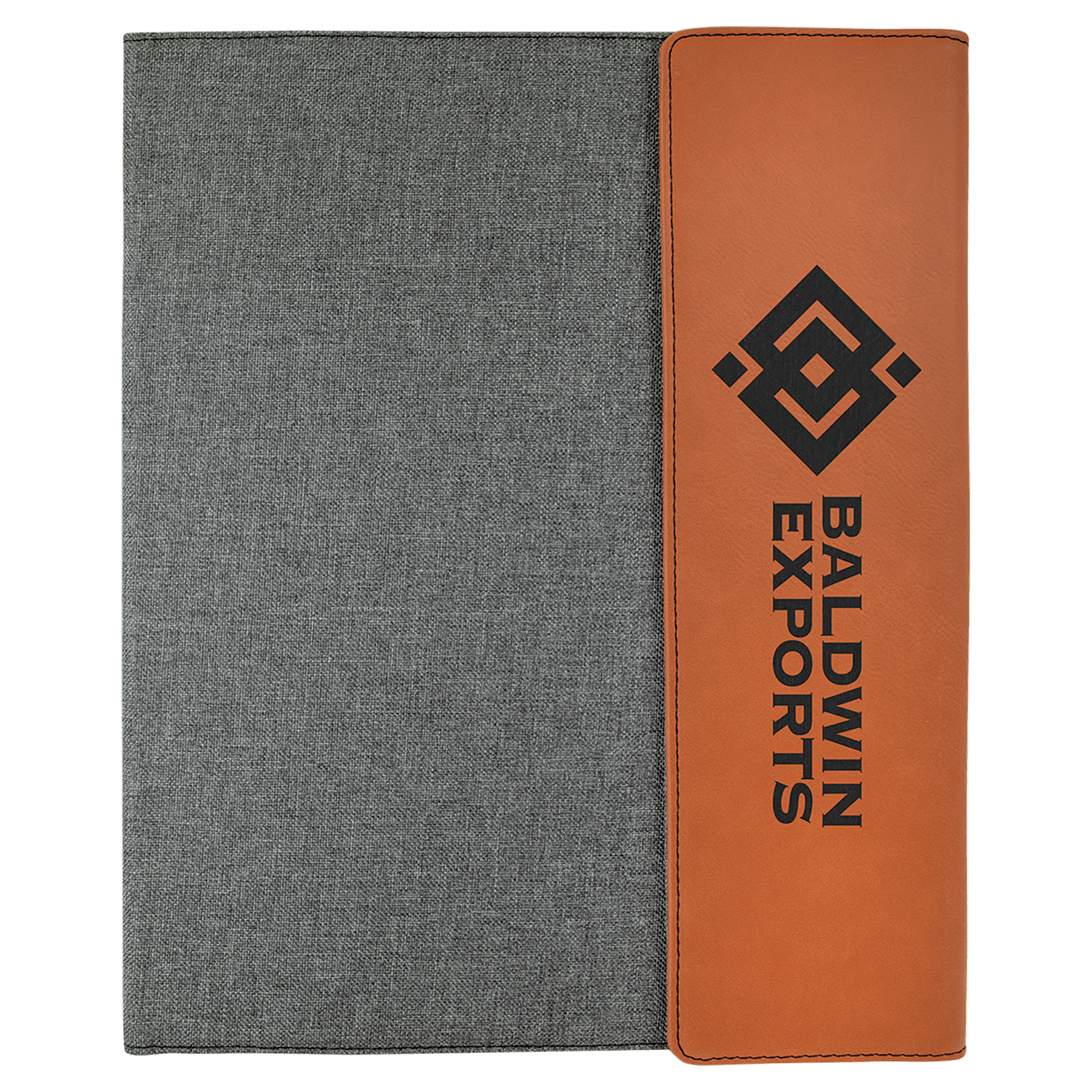 Rawhide Laserable Leatherette / Gray 9 1/2" x 12" Laserable Leatherette / Canvas Portfolio with Notepad