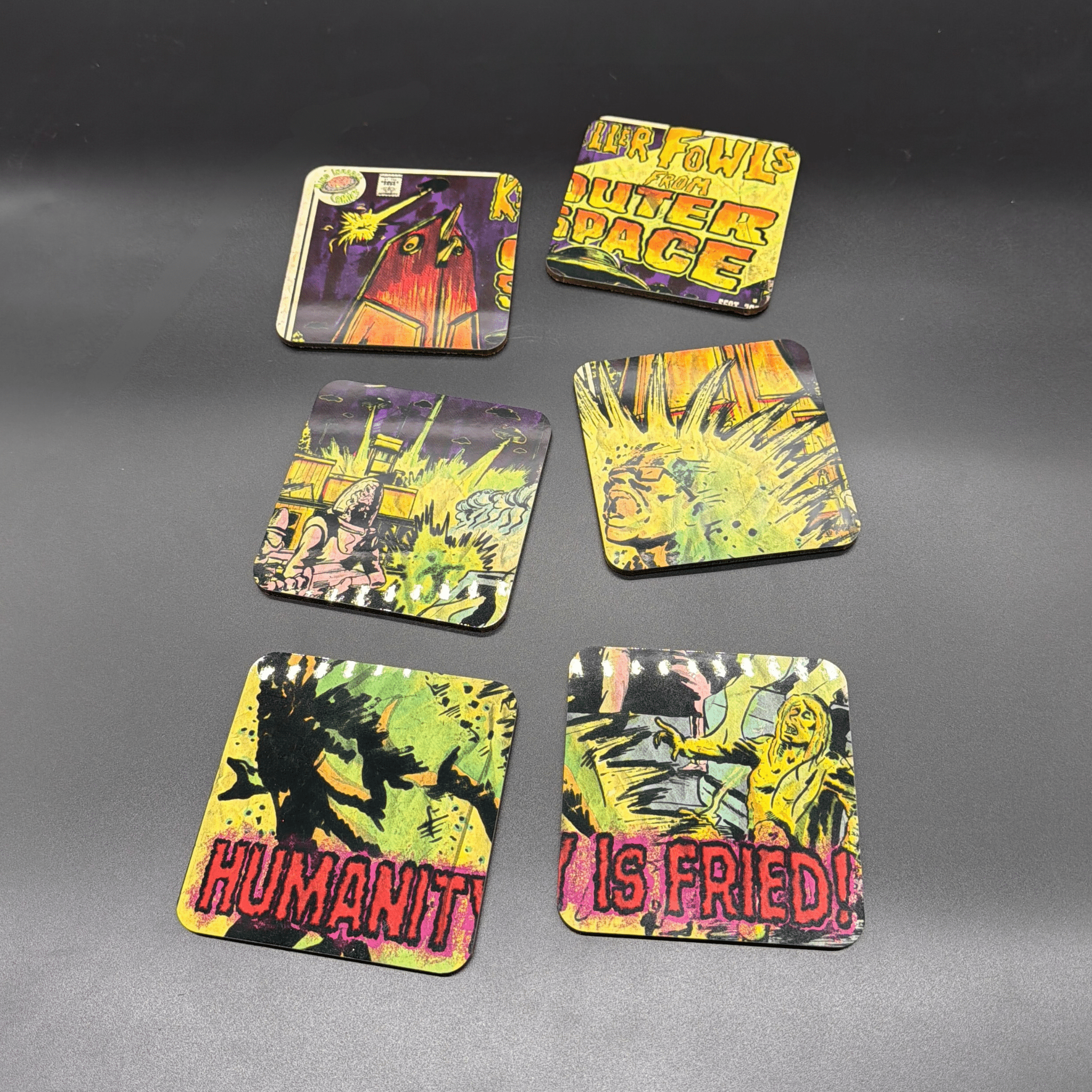 KILLER FOWLS FROM OUTER SPACE Poster Coasters (Set of 6)