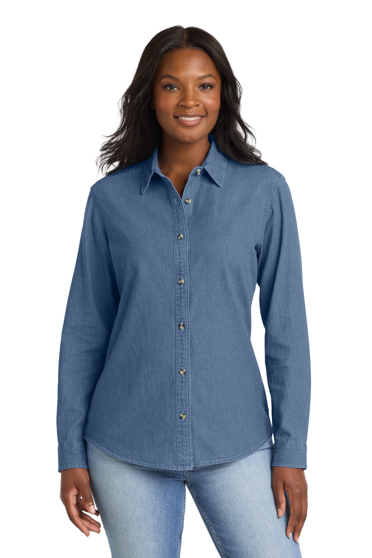Port & Co ®  Women's Long Sleeve Value Denim Shirt.  LSP10