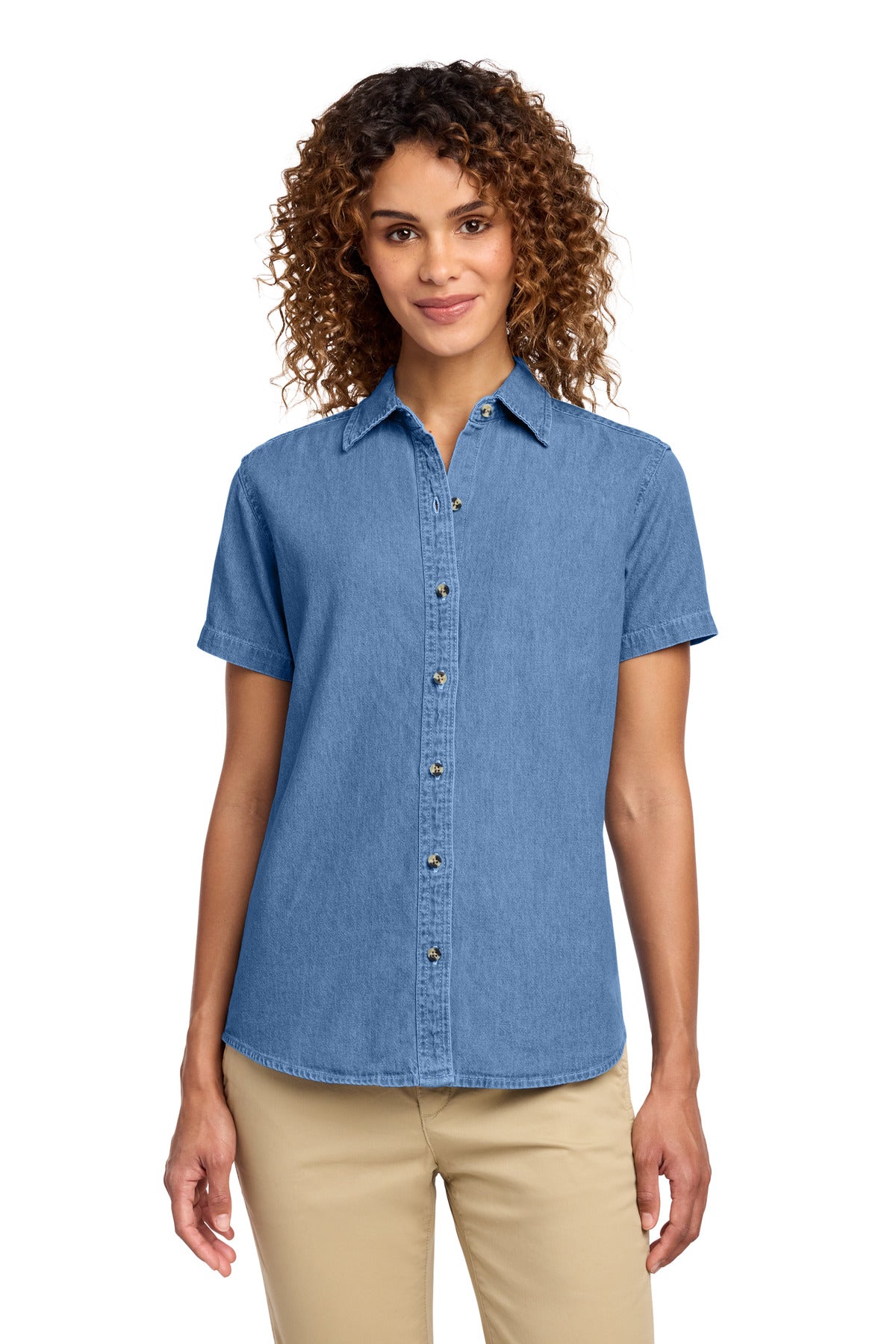 Port & Co ®  Women's Short Sleeve Value Denim Shirt.  LSP11