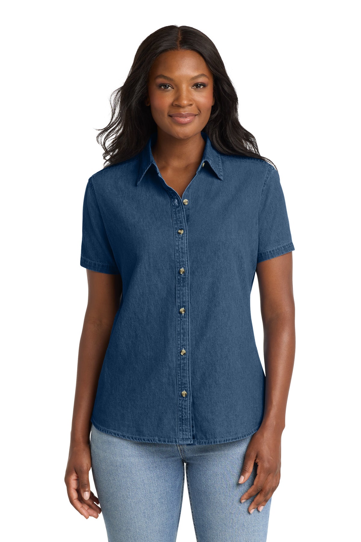 Port & Co ™  Women's Short Sleeve Value Denim Shirt.  LSP11