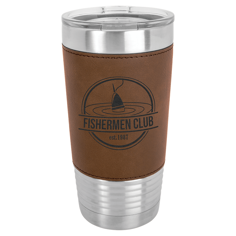 Dark Brown Polar Camel 20 oz. Laserable Leatherette Tumbler with Clear Lid