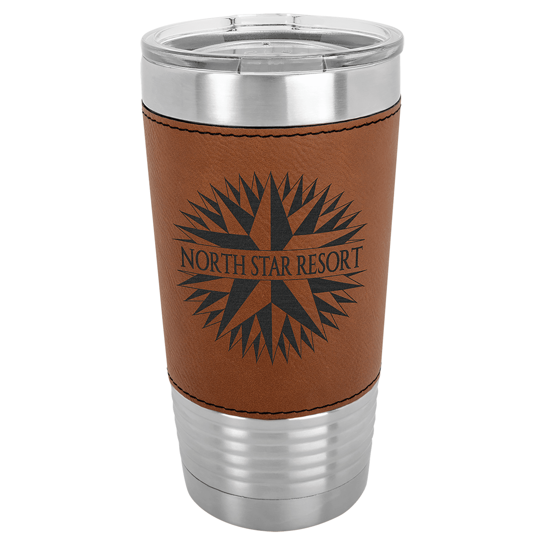 Rawhide Polar Camel 20 oz. Laserable Leatherette Tumbler with Clear Lid