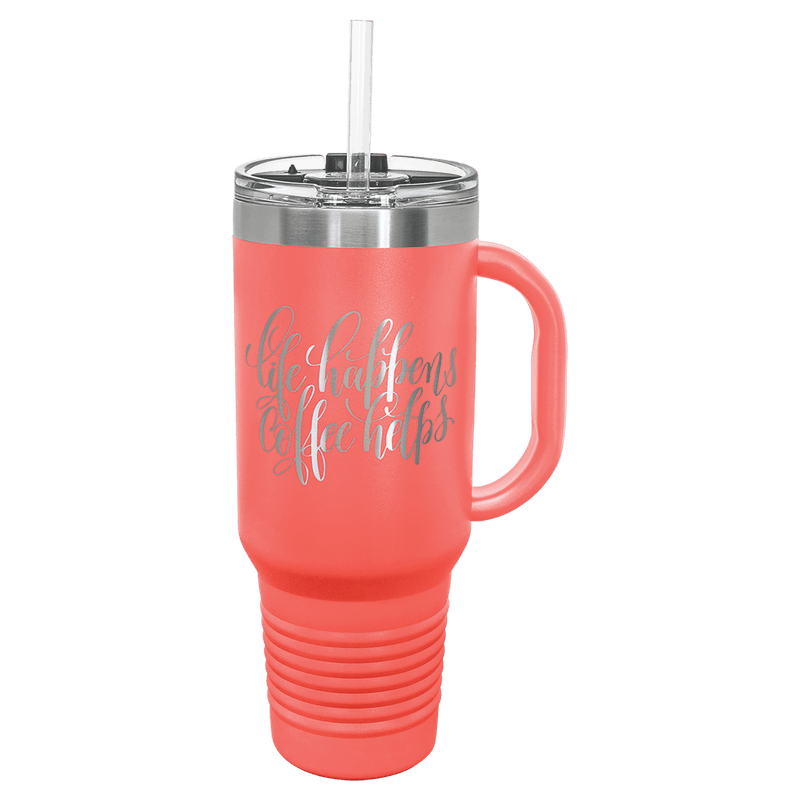 Coral Polar Camel 40 oz. Travel Mug with Snap Lid & Straw