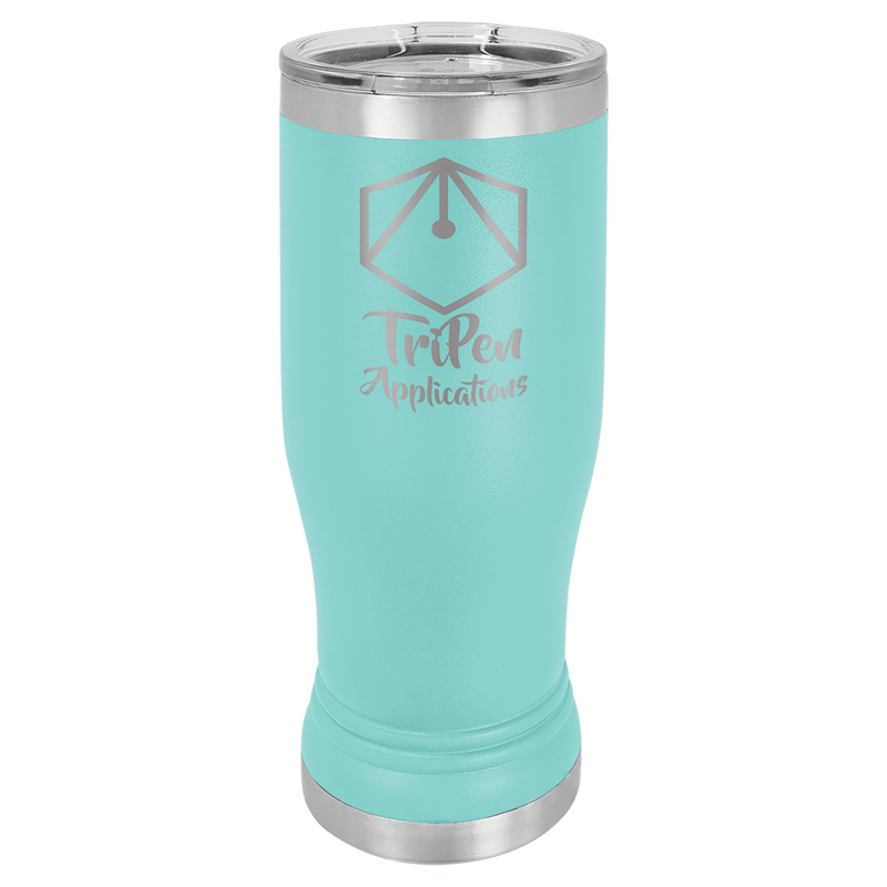 Teal 14 oz. Polar Camel Pilsner with Clear Lid