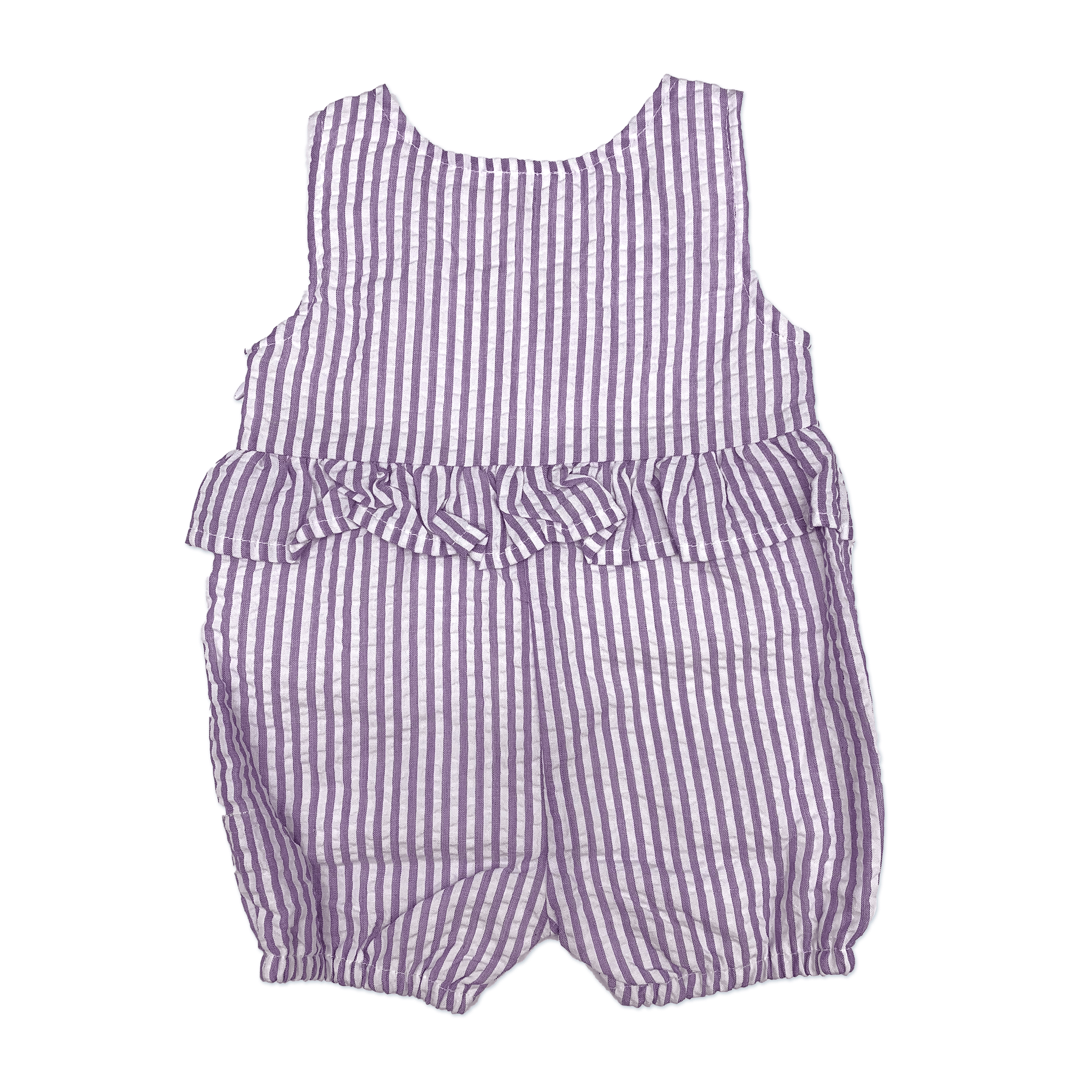 Purple Stripe Ruffle Seersucker Onesie