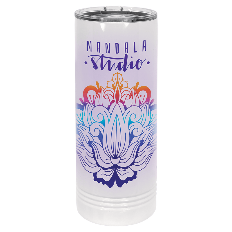 White Polar Camel 22 oz. Sublimatable Skinny Tumbler with Slider Lid