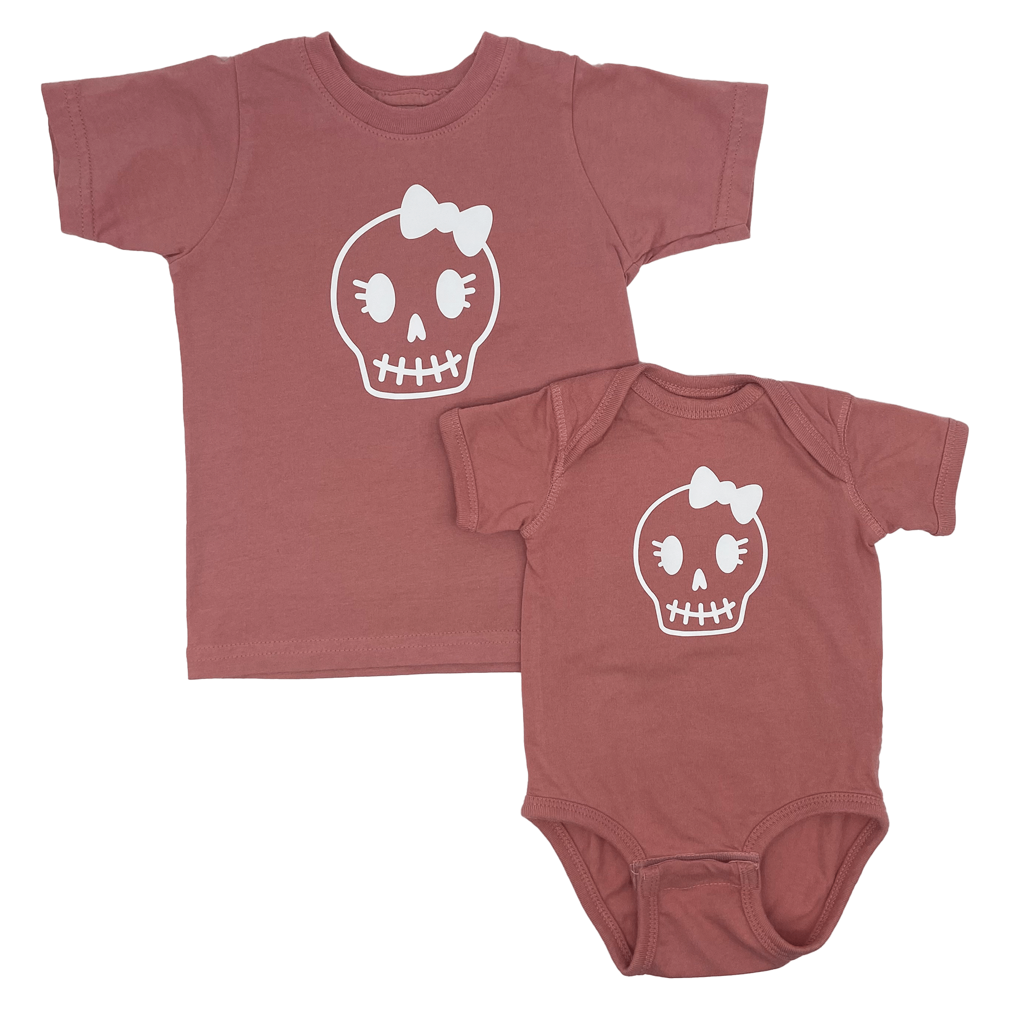 Kids' Mauvelous Graphic Bodysuit or T-Shirt with Pink Skull